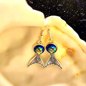 Iridescent Mermaid Tail Earrings
